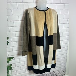Jones Studio Plaid black and mustard Sweater Jacket Women's /size M